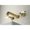Kingston Brass KS4122PL Metropolitan 2-Handle Wall Mount Bathroom Faucet, Brass KS4122PL